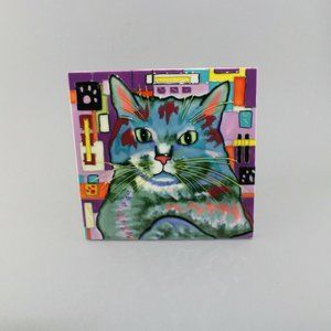 Ceramic Decorative Raised Textured Glossy Cat Tile